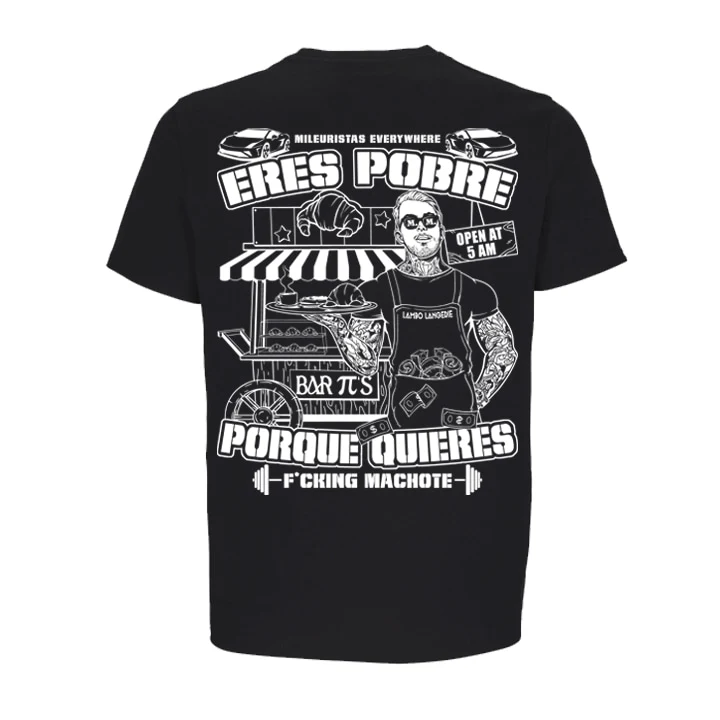 Camiseta Amadeos Llados, eres pobre porque quieres (parte trasera).